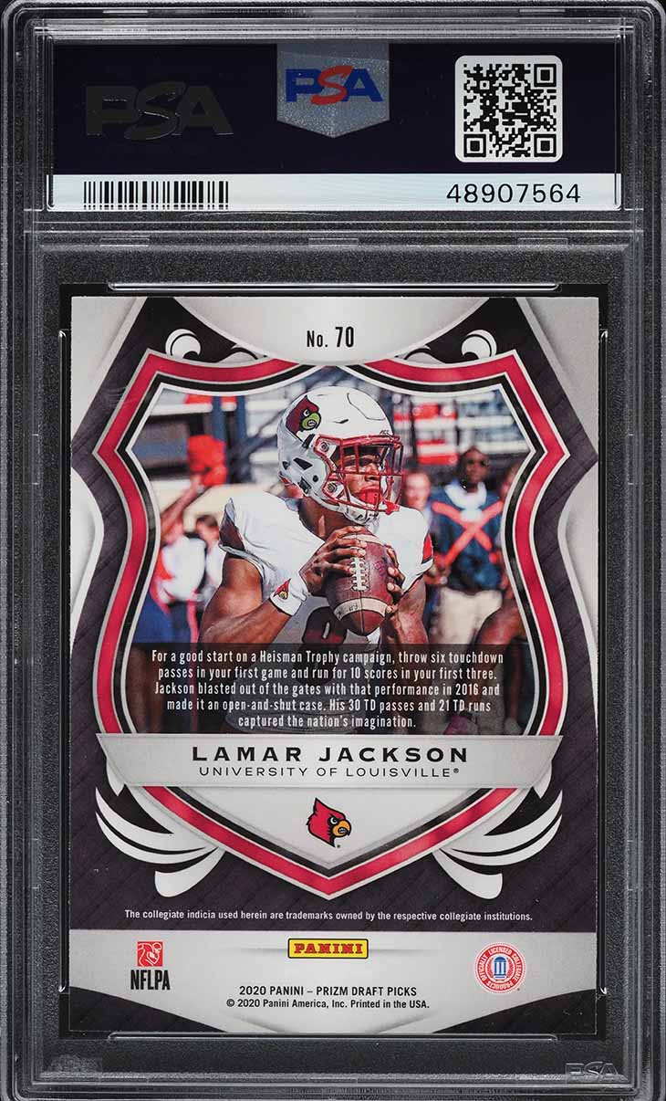 2020 Panini Prizm Draft Picks Lamar Jackson #70 PSA 10 GEM MINT