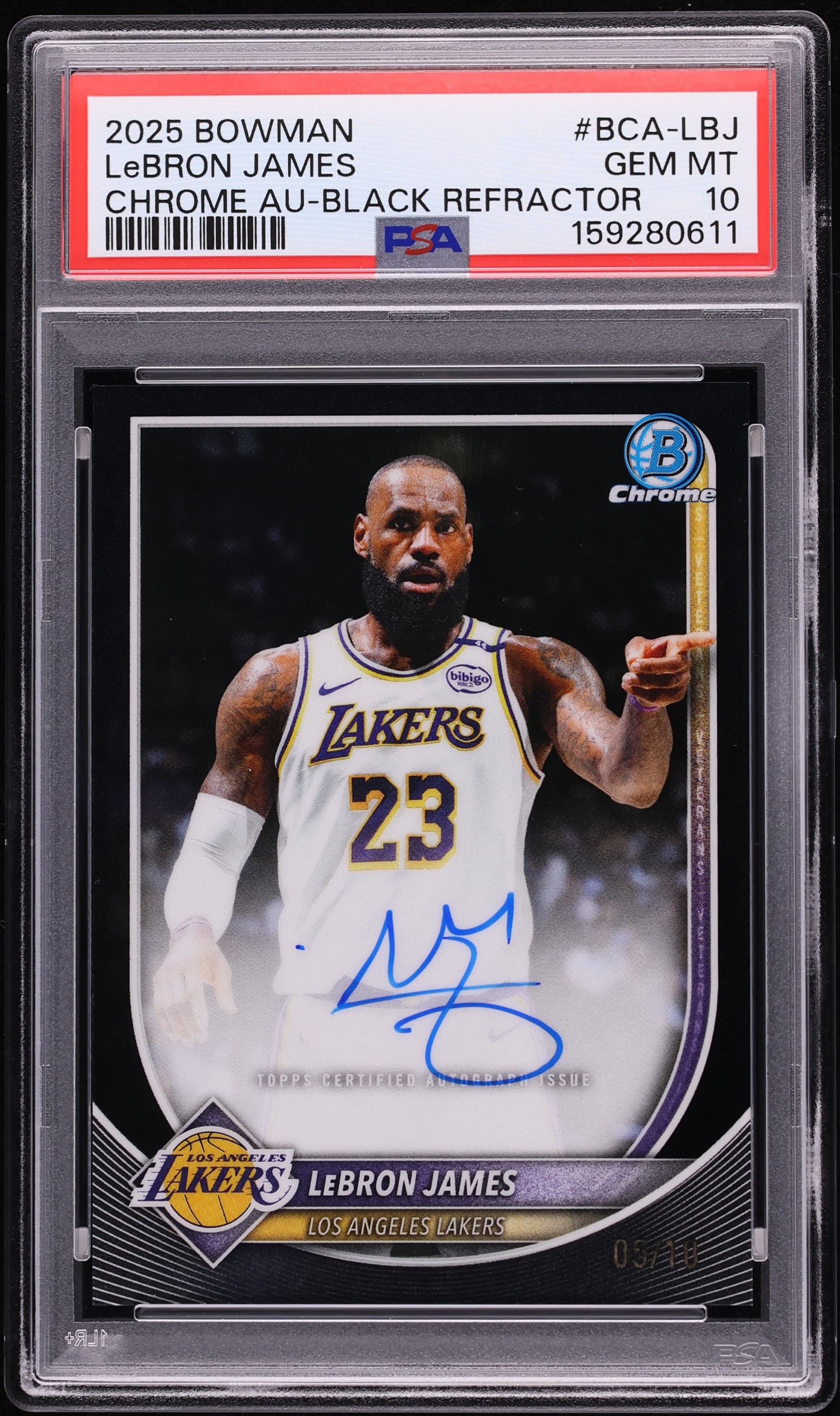 2025 Bowman Chrome Black Refractor LeBron James AUTO /10 #BCA-LBJ