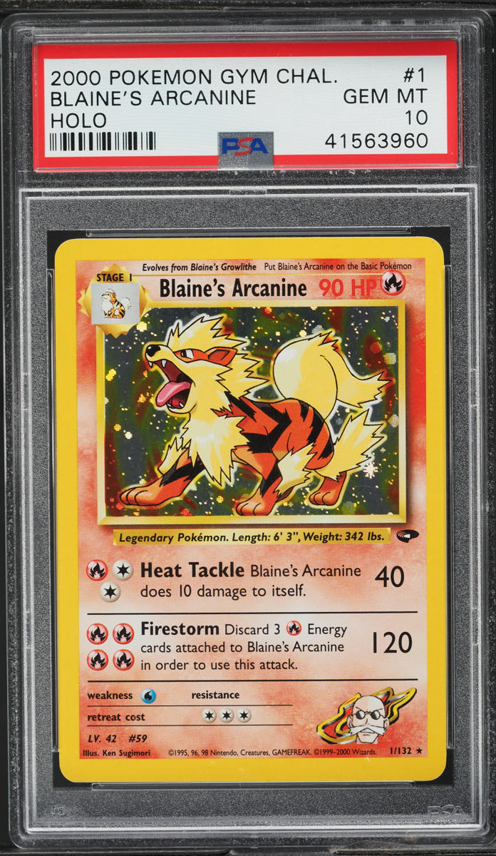 2000 Pokemon Gym Challenge Holo Blaine's Arcanine #1 PSA 10 GEM MINT