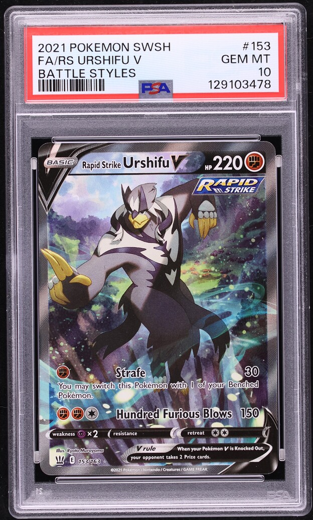 2021 Pokemon SWSH Battle Styles Alt Art Rapid Strike Urshifu V #153 PSA 10 GEM MINT