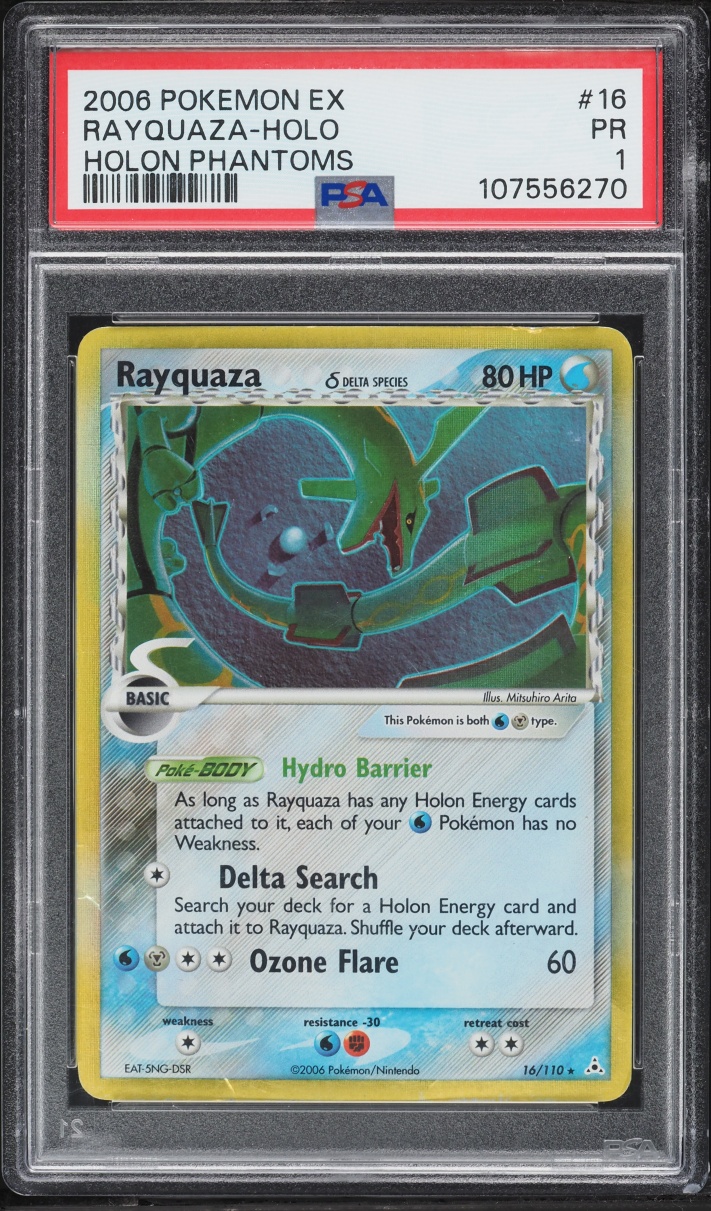 2006 Pokemon EX Holon Phantoms Holo Rayquaza #16 PSA 1 PR