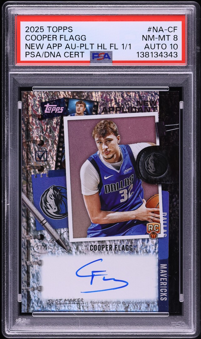 2025 Topps New Applicants Platinum Cooper Flagg ROOKIE AUTO DNA 10 1/1 #NA-CF PSA 8 NM-MT