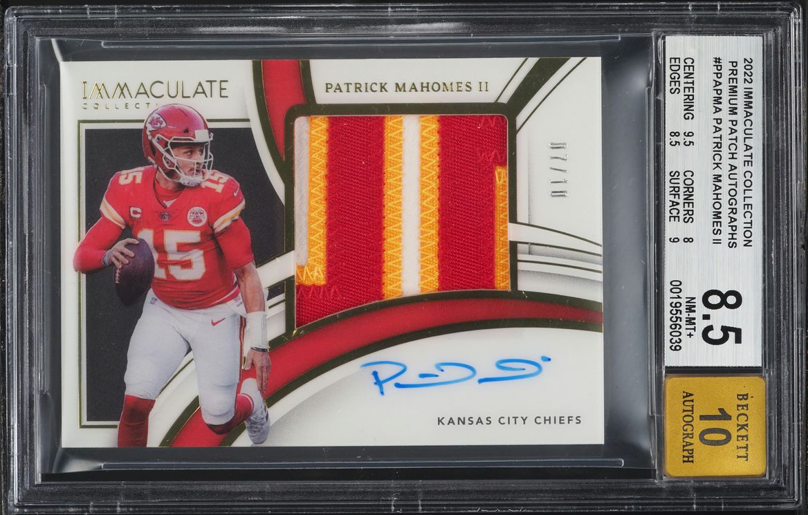 2022 Immaculate Collection Premium Patrick Mahomes II PATCH AUTO /10 #PPA-PMA BGS 8.5 NM-MT+