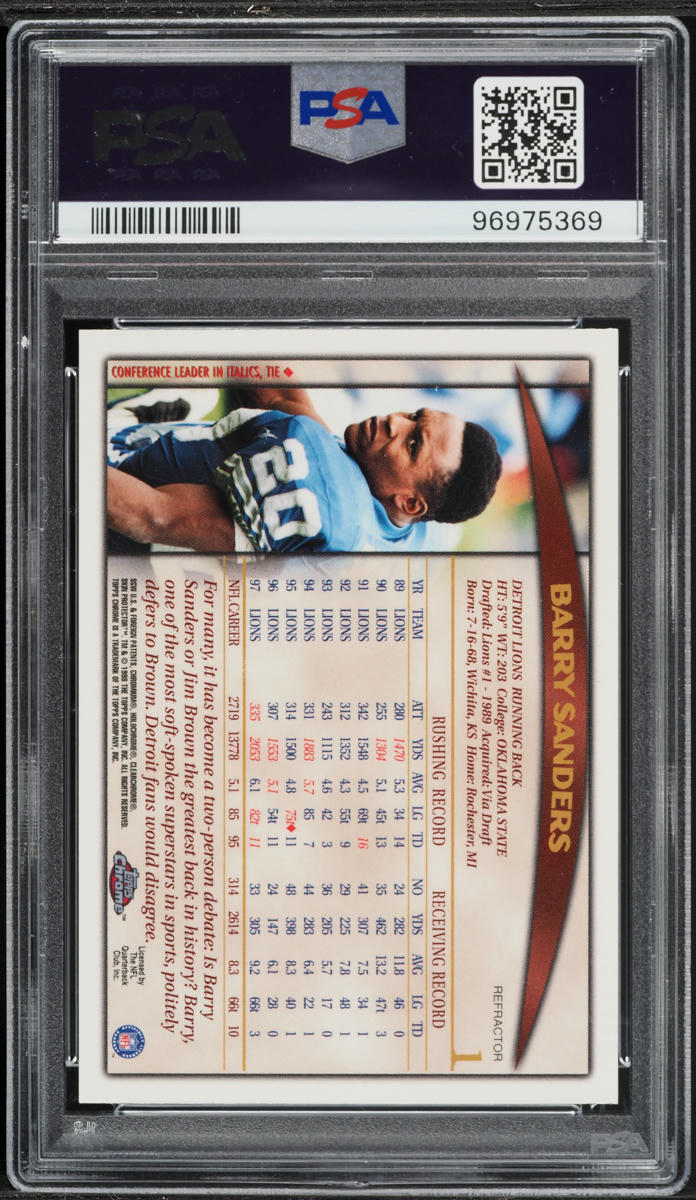 1998 Topps Chrome Refractor Barry Sanders #1 PSA 9 MINT