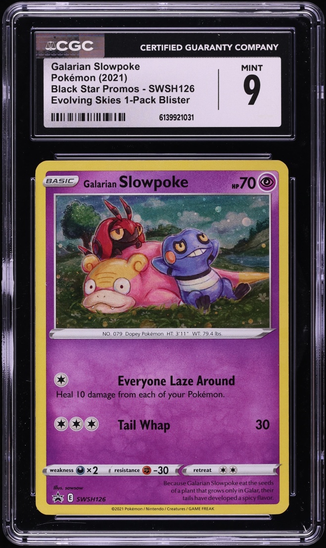 2021 Pokemon Sword & Shield Promo Evolving Skies Holo Galarian Slowpoke #SWSH126 CGC 9 MINT