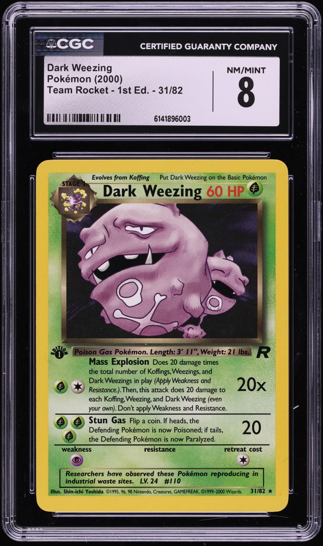 2000 Pokemon Team Rocket 1st Edition Dark Weezing #31 CGC 8 NM-MT