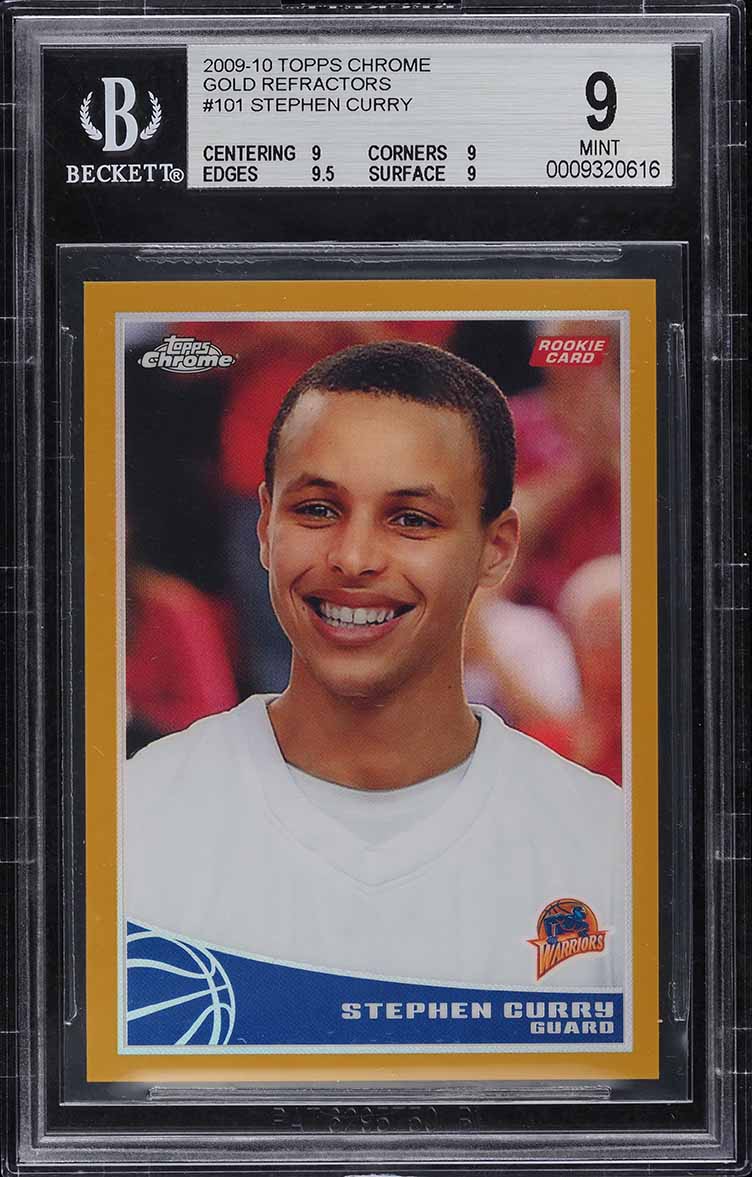 2009 Topps Chrome Gold Refractor Stephen Curry ROOKE /50 #101 BGS 9 MINT