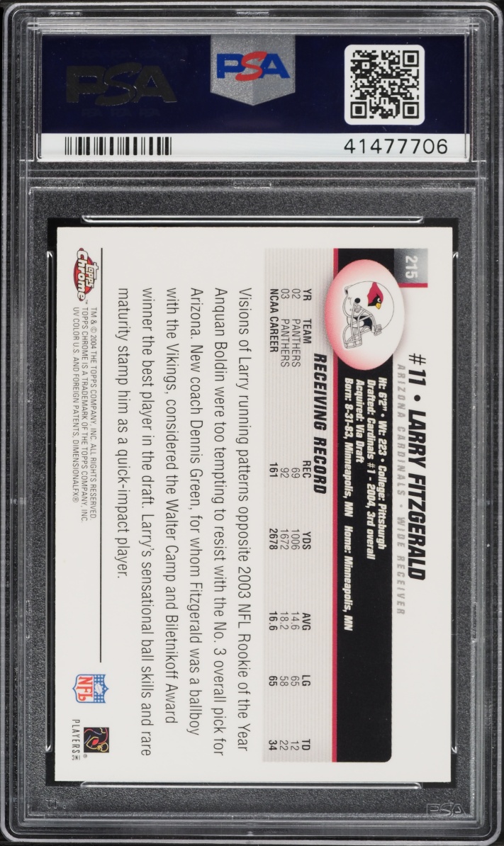 2004 Topps Chrome Larry Fitzgerald ROOKIE #215 PSA 9 MINT