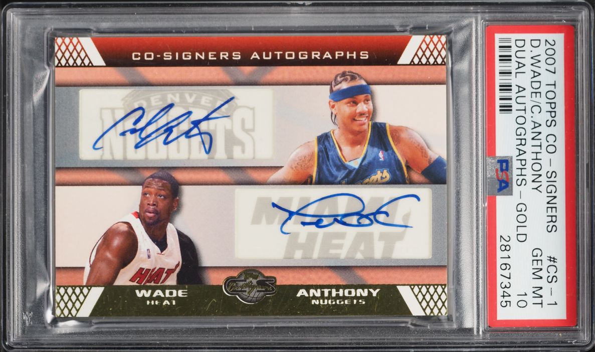 2007 Topps Co-Signers Dual Gold Dwyane Wade Carmelo Anthony AUTO /9 #CS-1 PSA 10 GEM MINT
