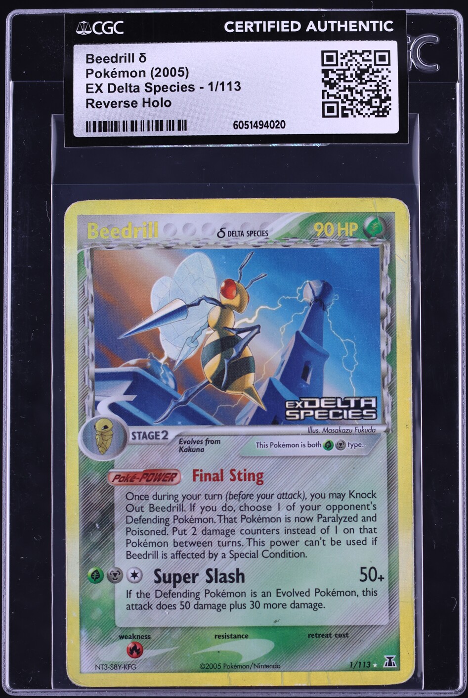 2005 Pokemon EX Delta Species Reverse Holo Beedrill #1 CGC AUTH on ...