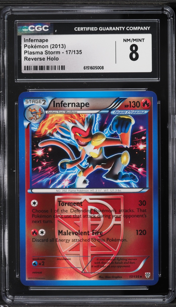 2013 Pokemon Black & White Plasma Storm Reverse Holo Infernape #17 CGC 8 NM-MT