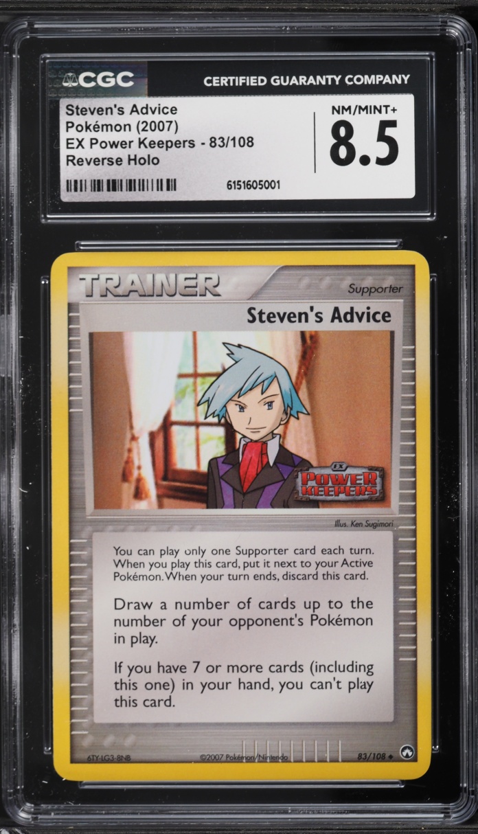 2007 Pokemon EX Power Keepers Reverse Holo Steven's Advice #83 CGC 8.5 NM-MT+