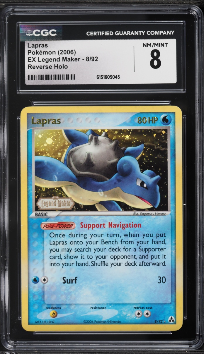 2006 Pokemon EX Legend Maker Reverse Holo Lapras #8 CGC 8 NM-MT
