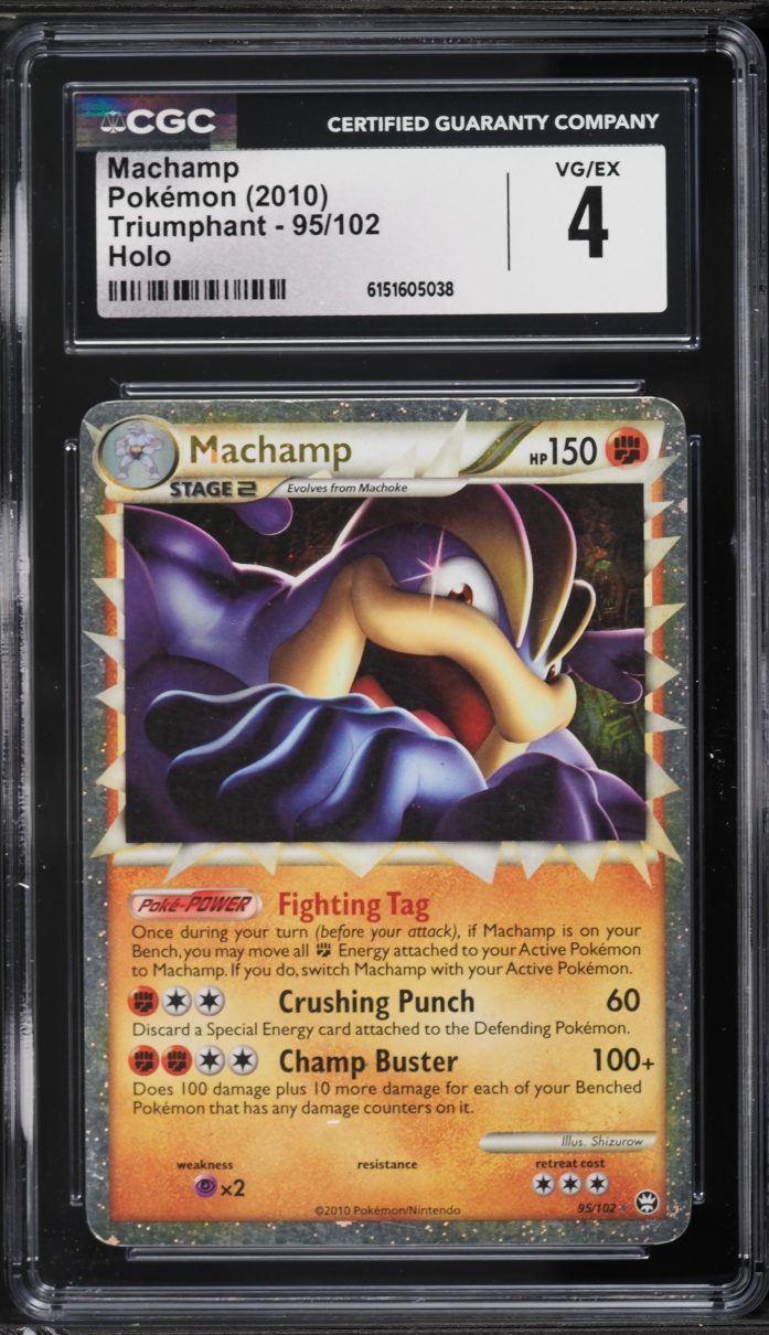 2010 Pokemon HeartGold & SoulSilver Triumphant Holo Machamp #95 CGC 4 VGEX
