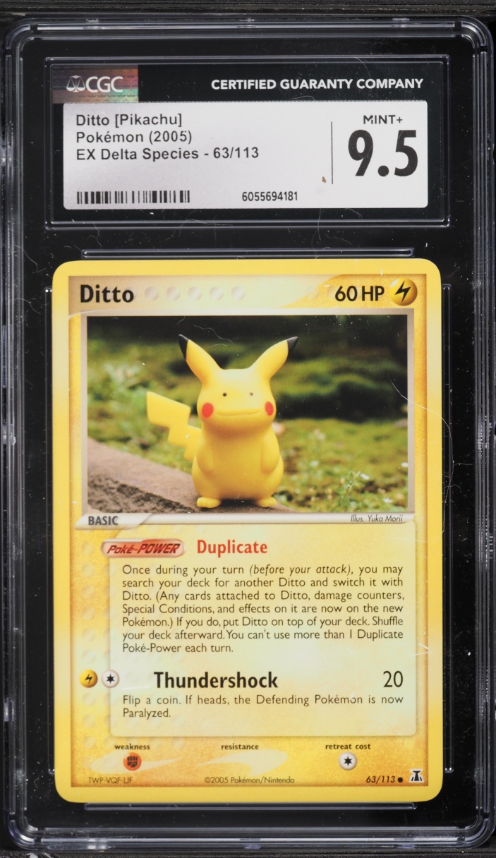 2005 Pokemon EX Delta Species Ditto Pikachu #63 CGC 9.5 MINT+