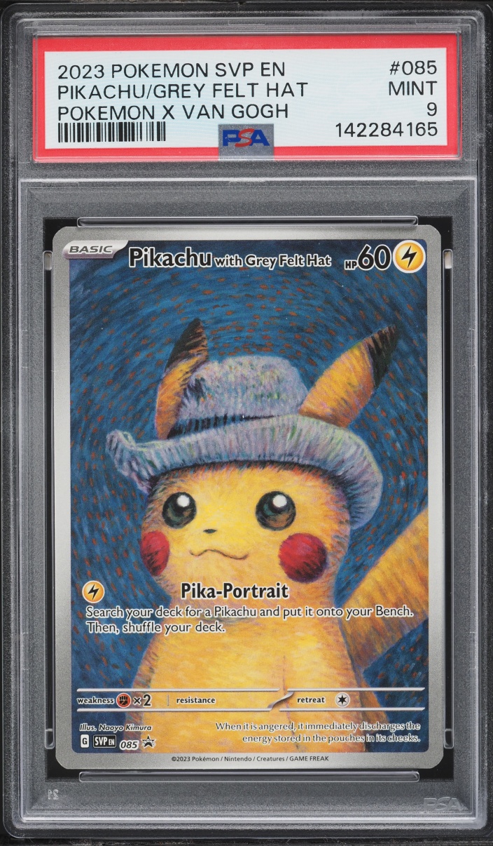 2023 Pokemon Scarlet & Violet Promo Van Gogh Alt Art Pikachu With Grey Felt Hat #85 PSA 9 MINT