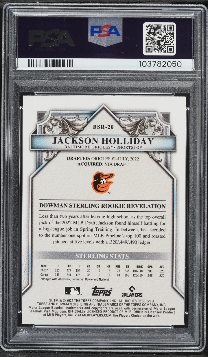2024 Bowman Sterling Magenta Refractor Jackson Holliday ROOKIE /75 #BSR20 PSA 9 MINT