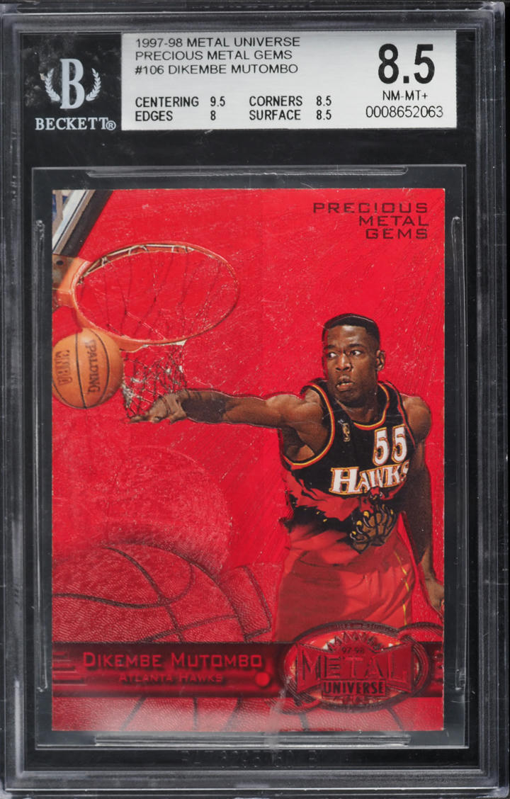 1997 Metal Universe Precious Metal Gems PMG Red Dikembe Mutombo /100 #106 BGS 8.5 NM-MT+