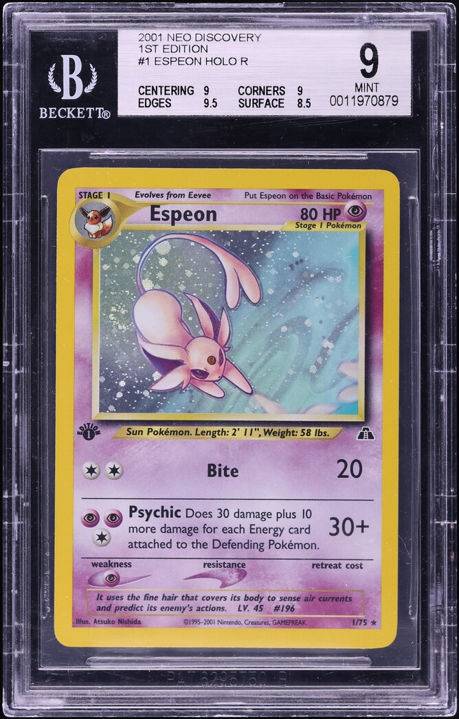 2001 Pokemon Neo Discovery 1st Edition Holo Espeon #1 BGS 9 MINT