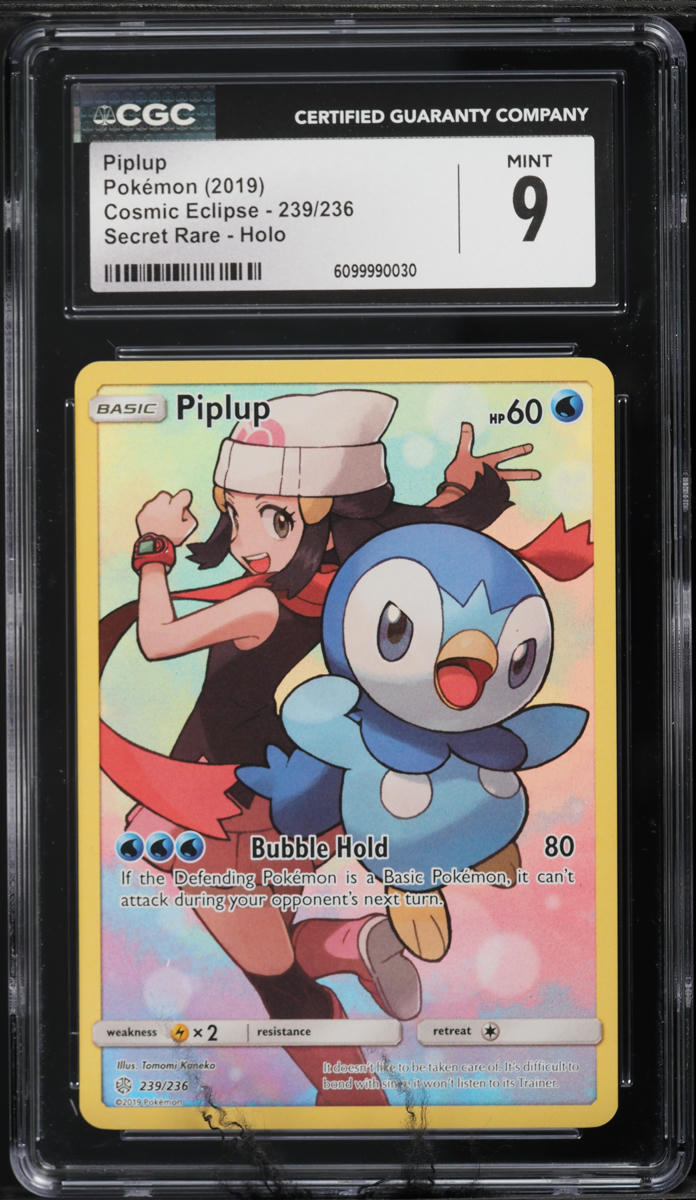 2019 Pokemon Sun & Moon Cosmic Eclipse Full Art Piplup #239 CGC 9 MINT