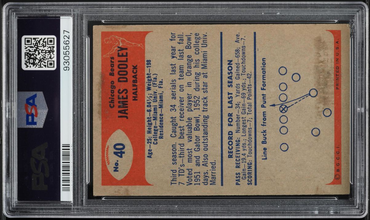 1955 Bowman Football Jim Dooley #40 PSA 4 VGEX