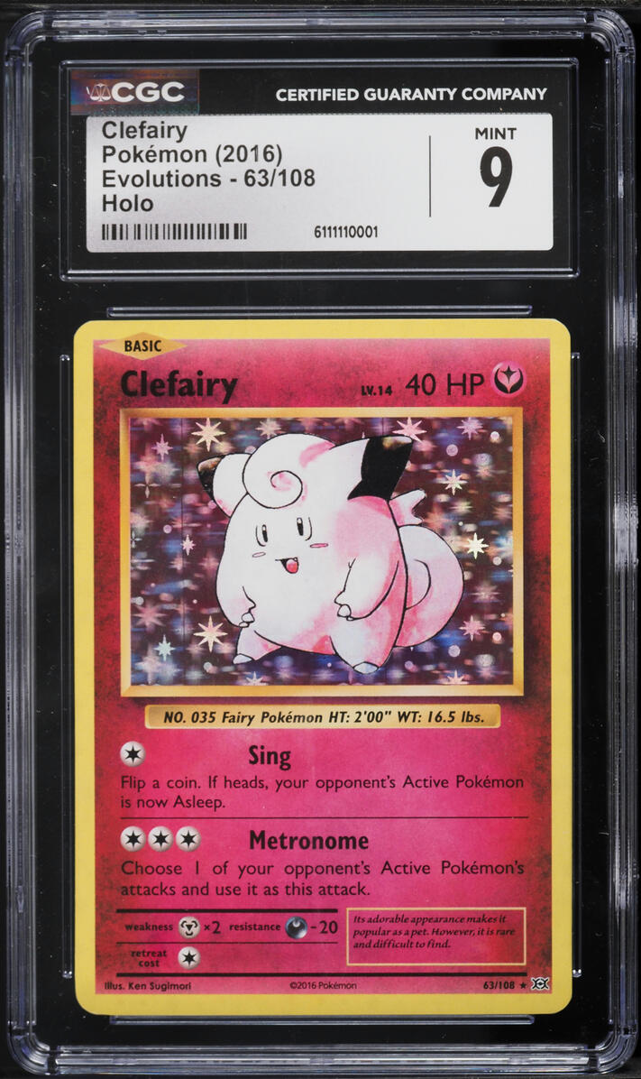2016 Pokemon XY Evolutions Holo Clefairy #63 CGC 9 MINT