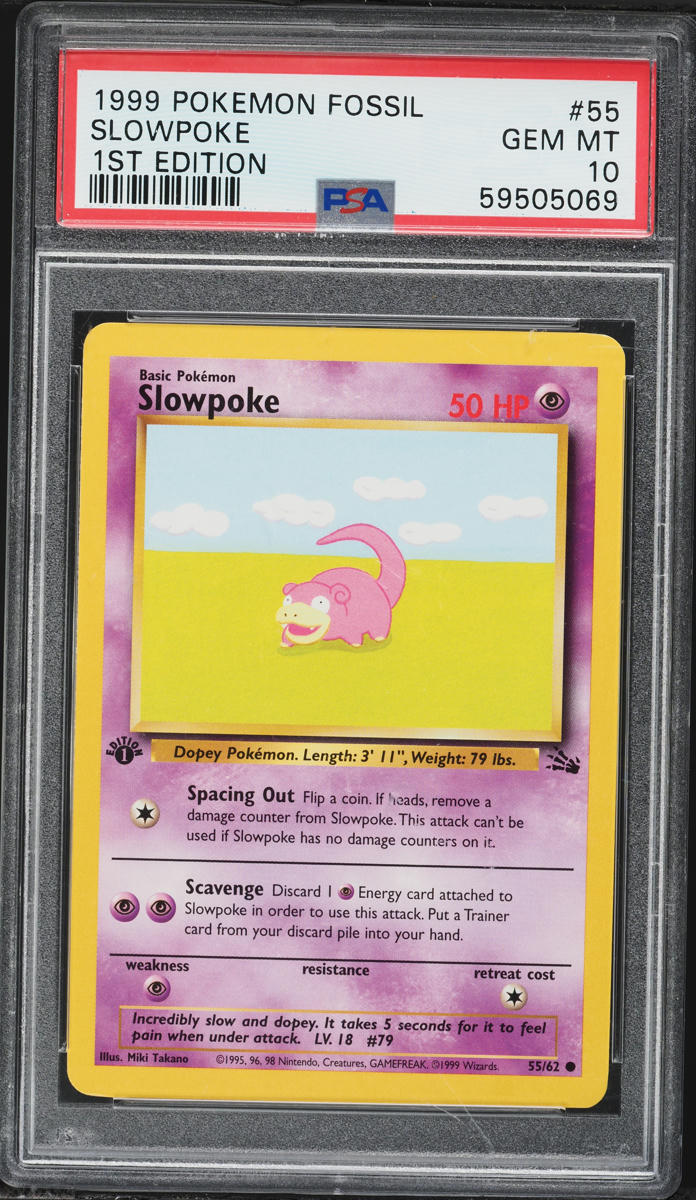 1999 Pokemon Fossil 1st Edition Slowpoke #55 PSA 10 GEM MINT