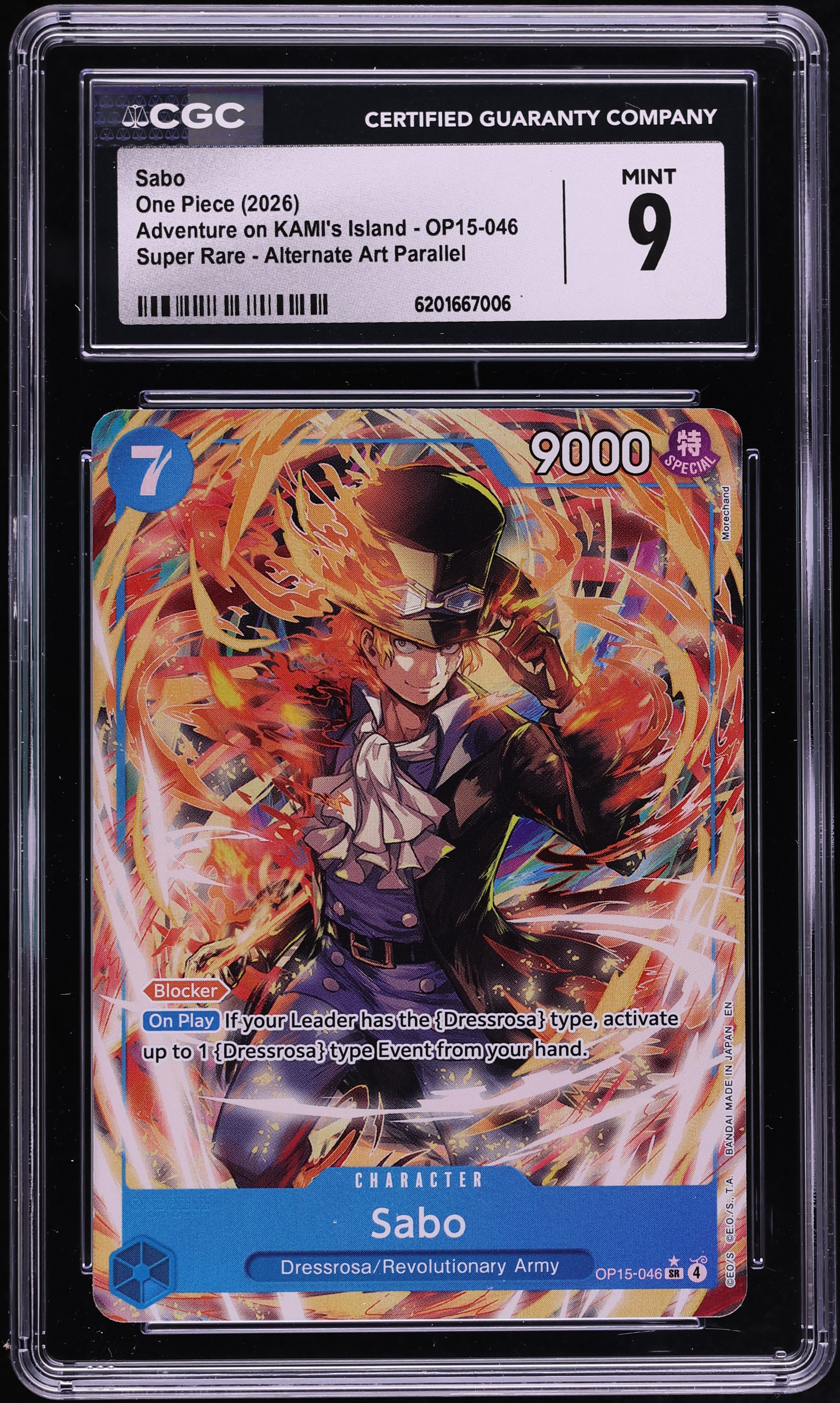 2026 One Piece Adventure On KAMI's Island SR Alt Art Sabo #OP15-046 CGC 9 MINT