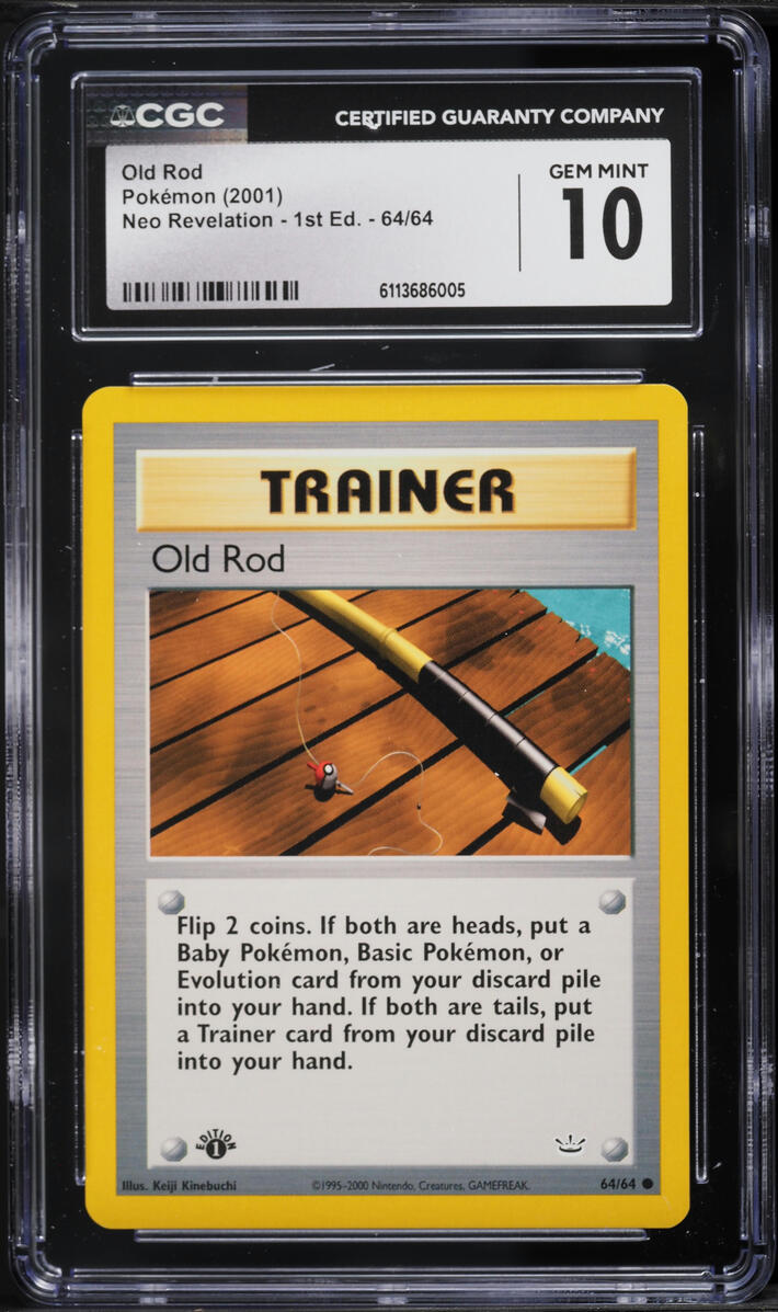 2001 Pokemon Neo Revelation 1st Edition Old Rod #64 CGC 10 GEM MINT