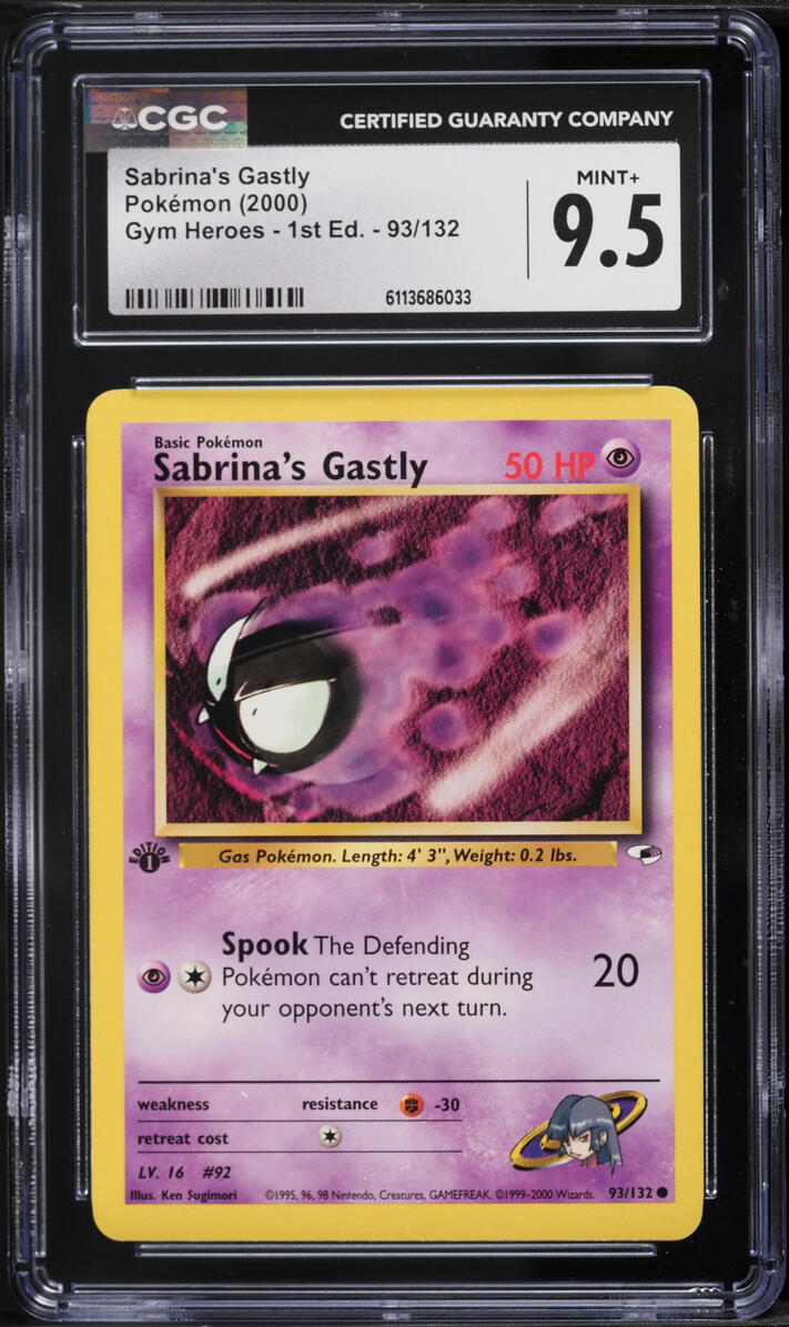 2000 Pokemon Gym Heroes 1st Edition Sabrina's Gastly #93 CGC 9.5 MINT+