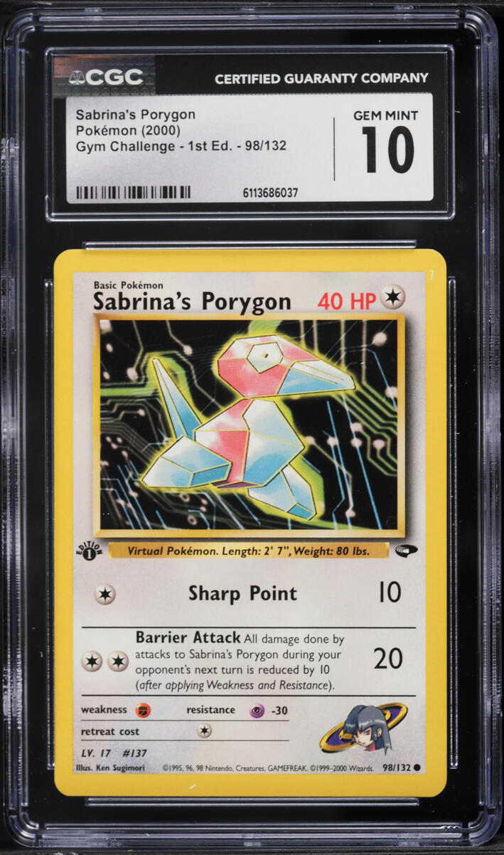 2000 Pokemon Gym Challenge 1st Edition Sabrina's Porygon #98 CGC 10 GEM MINT