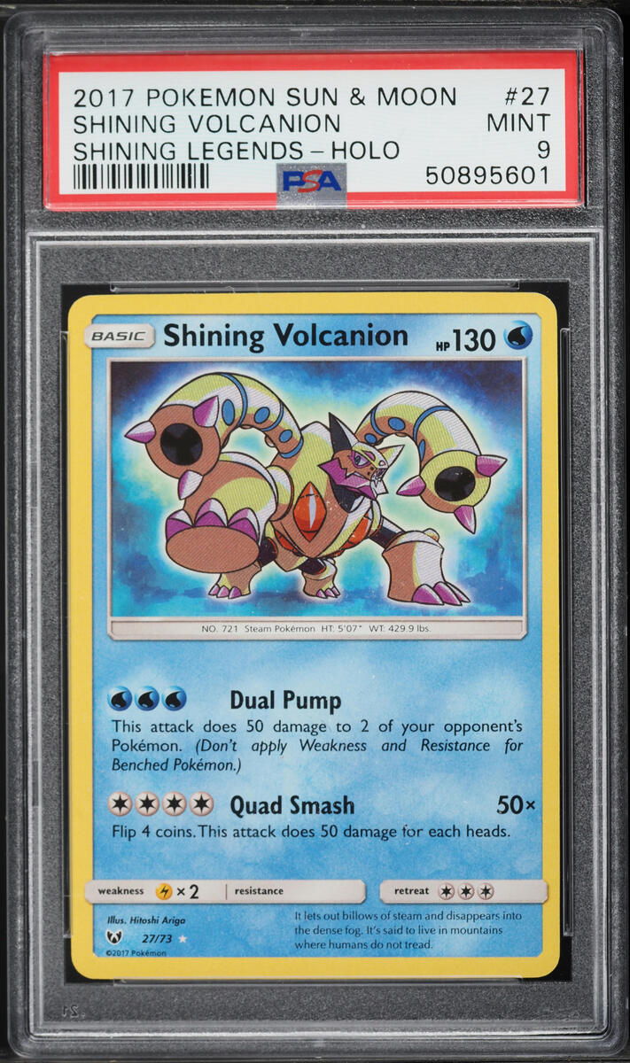 2017 Pokemon Sun & Moon Shining Legends Holo Shining Volcanion #27 PSA 9 MINT