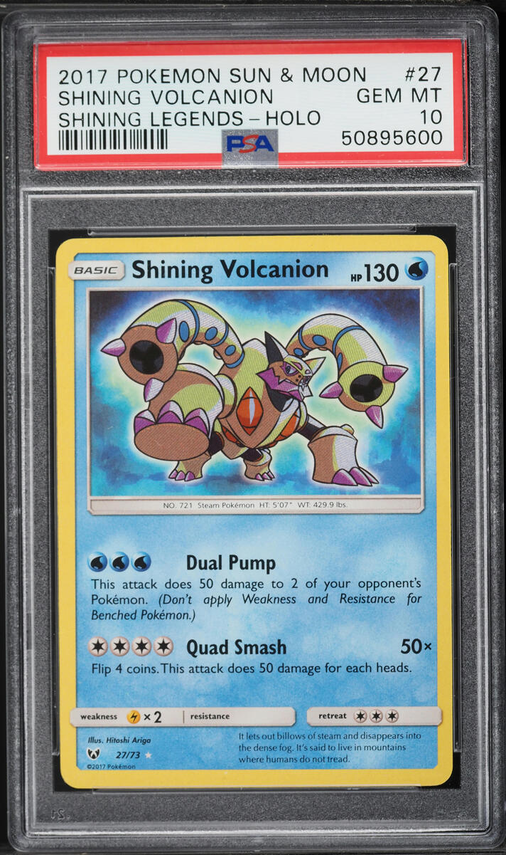 2017 Pokemon Sun & Moon Shining Legends Holo Shining Volcanion #27 PSA 10 GEM MINT