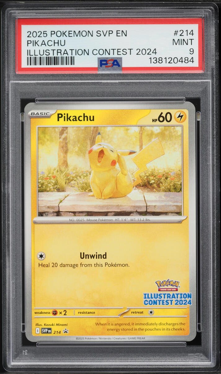 2025 Pokemon Scarlet & Violet Promo Illustration Contest Pikachu #214 PSA 9 MINT