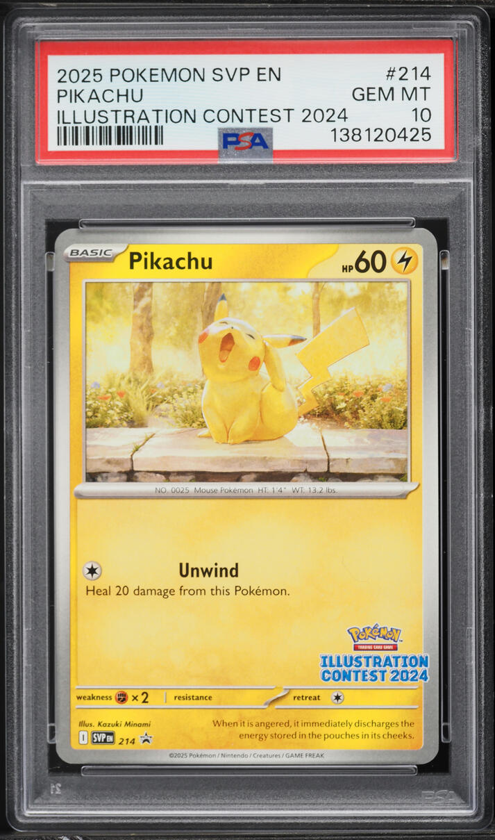2025 Pokemon Scarlet & Violet Promo Illustration Contest Pikachu #214 PSA 10 GEM MINT