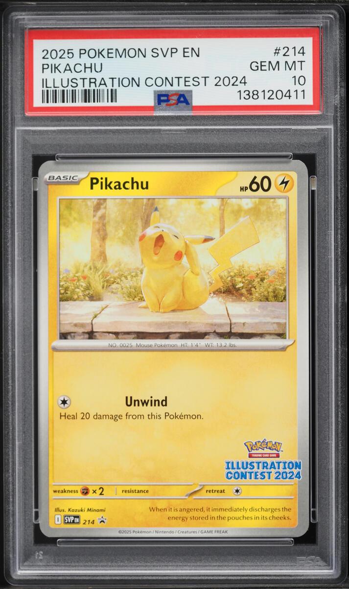 2025 Pokemon Scarlet & Violet Promo Illustration Contest Pikachu #214 PSA 10 GEM MINT