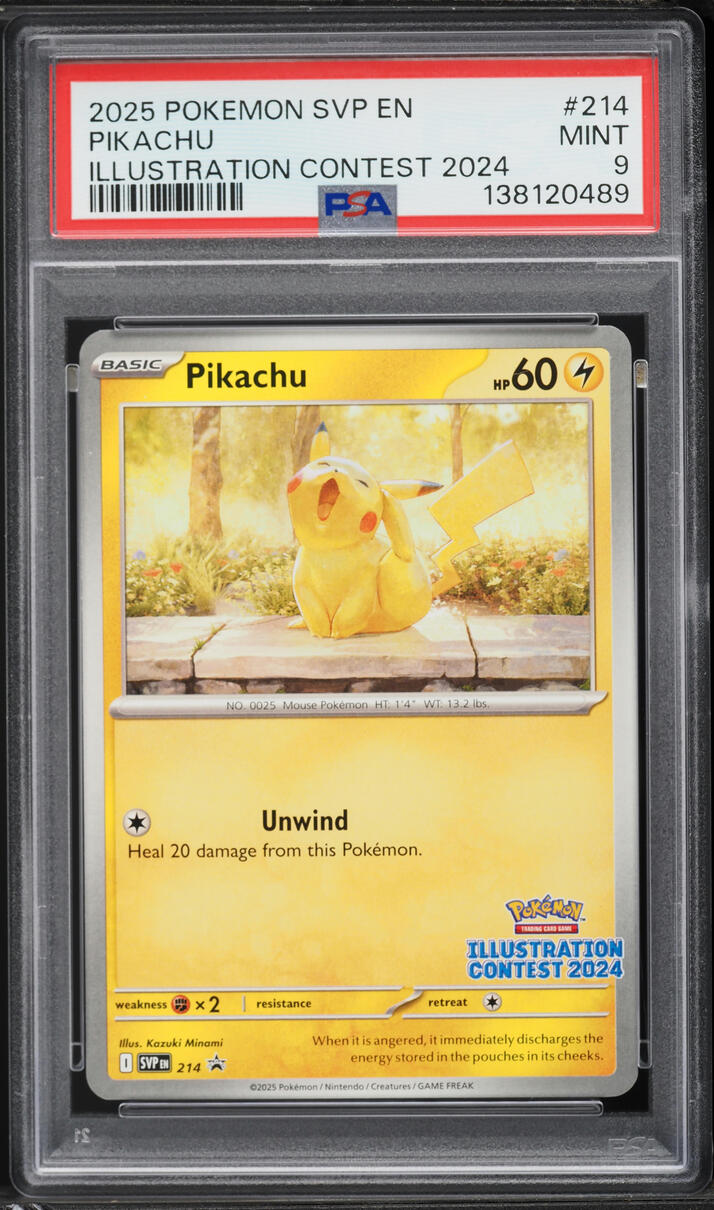 2025 Pokemon Scarlet & Violet Promo Illustration Contest Pikachu #214 PSA 9 MINT