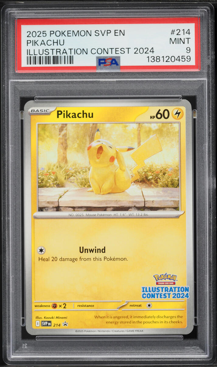2025 Pokemon Scarlet & Violet Promo Illustration Contest Pikachu #214 PSA 9 MINT
