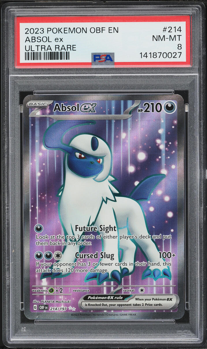 2023 Pokemon Scarlet & Violet Obsidian Flames Full Art Absol ex #214 PSA 8 NM-MT