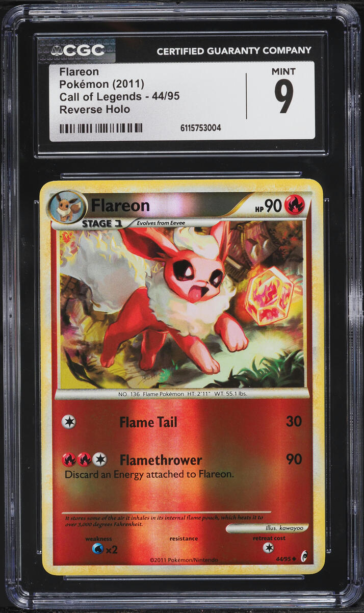 2011 Pokemon Call Of Legends Reverse Holo Flareon #44 CGC 9 MINT