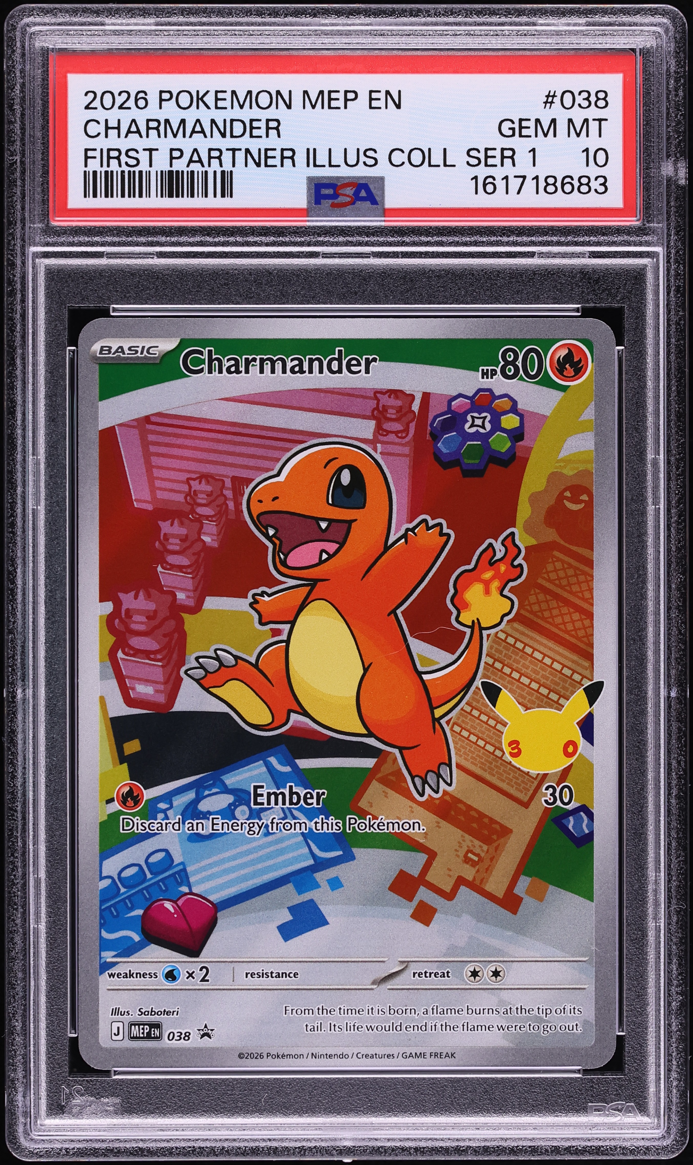 2026 Pokemon Mega Evolution Promo First Partner Illustration S1 Full Art Charmander #38 PSA 10