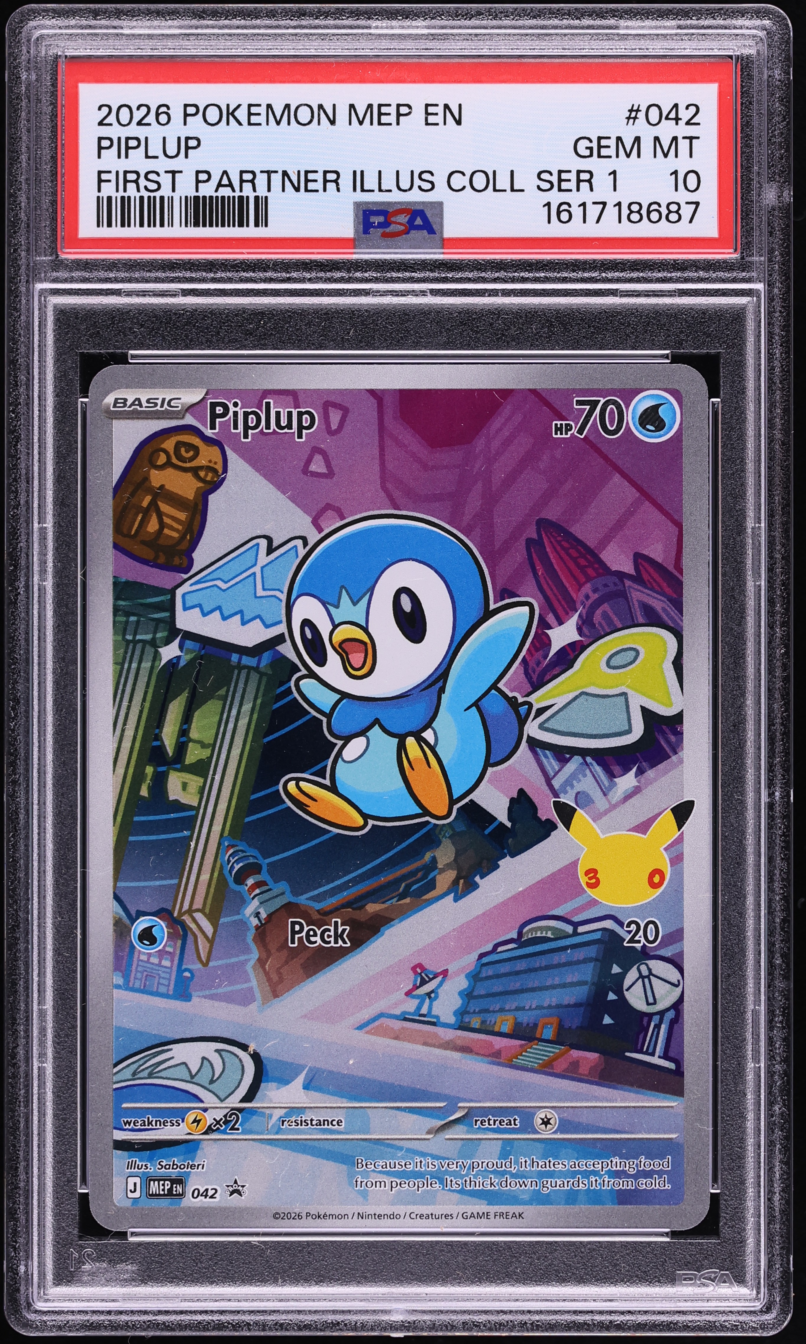 2026 Pokemon Mega Evolution Promo First Partner Illustration S1 Full Art Piplup #42 PSA 10