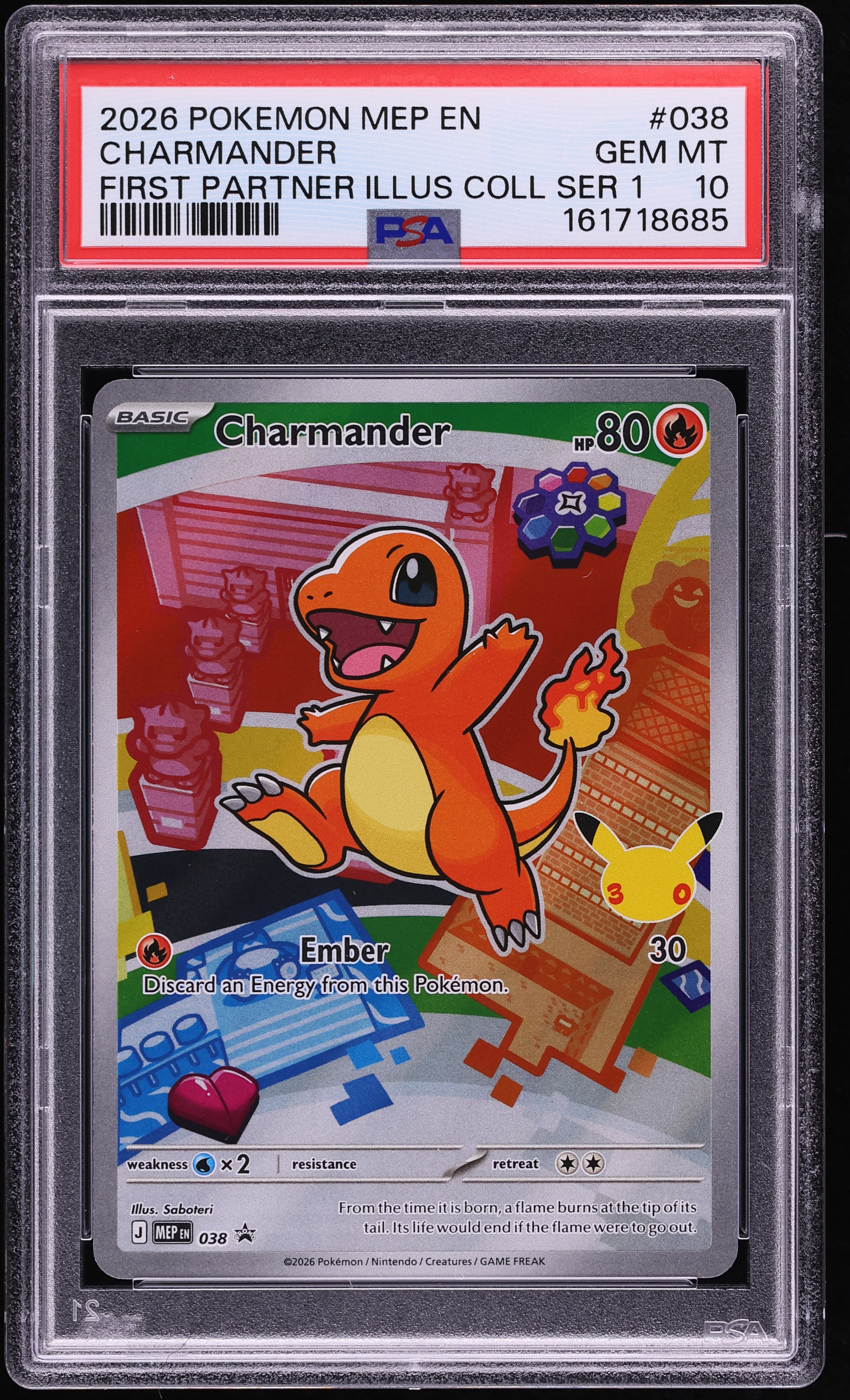 2026 Pokemon Mega Evolution Promo First Partner Illustration S1 Full Art Charmander #38 PSA 10
