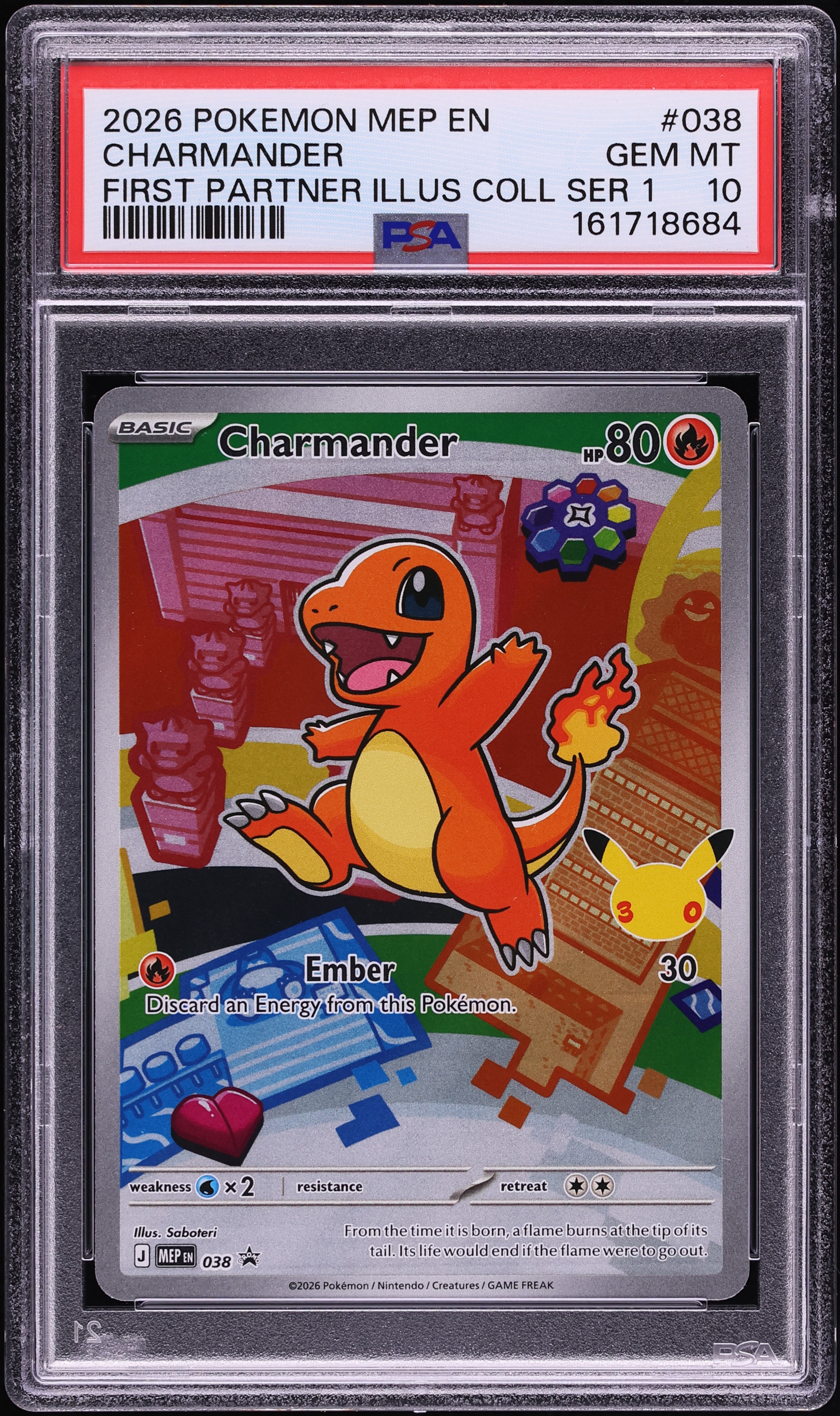 2026 Pokemon Mega Evolution Promo First Partner Illustration S1 Full Art Charmander #38 PSA 10