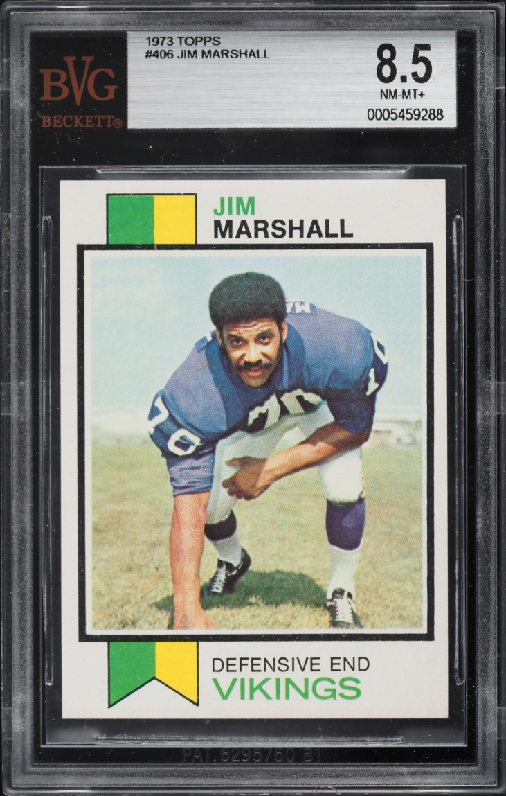 1973 Topps Football Jim Marshall #406 BVG 8.5 NM-MT+