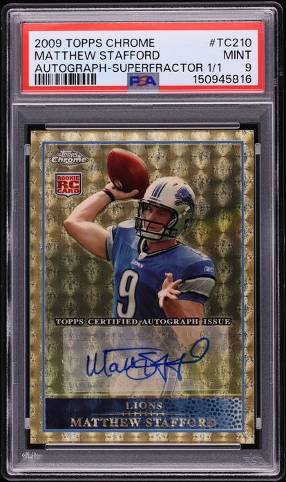 2009 Topps Chrome Superfractor Matthew Stafford ROOKIE AUTO 1/1 #TC210 PSA 9 MINT