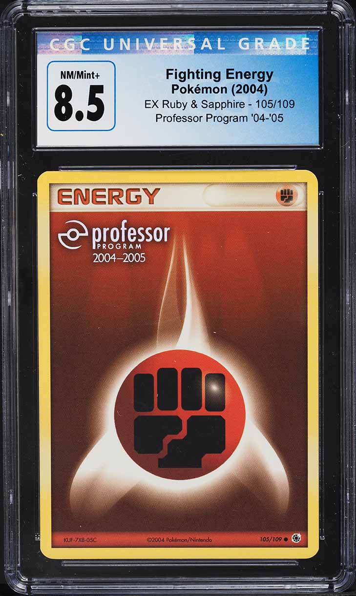 2004 Pokemon EX Ruby & Sapphire Professor Program Fighting Energy #105 CGC 8.5 NM-MT+