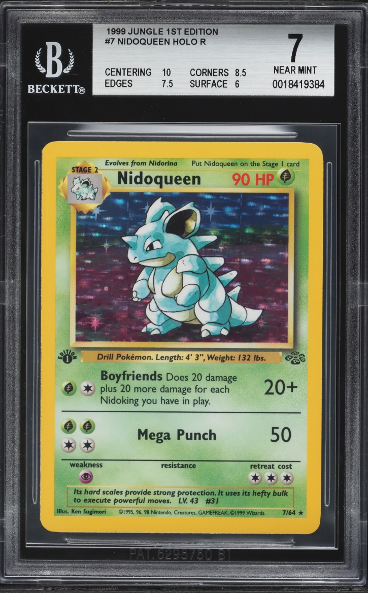 1999 Pokemon Jungle 1st Edition Holo Nidoqueen #7 BGS 7 NRMT