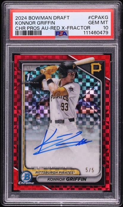 2024 Bowman Chrome Draft Red Xfractor Konnor Griffin PROSPECT AUTO 5/5 #CPA-KG PSA 10 GEM MINT