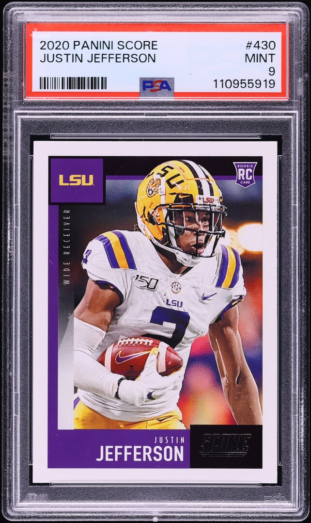 2020 Score Football Justin Jefferson ROOKIE #430 PSA 9 MINT